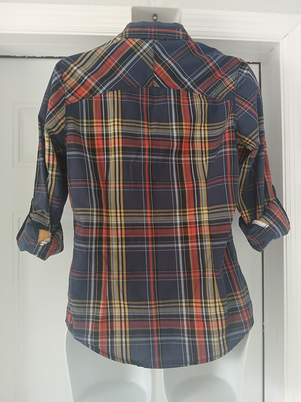 Guess Men's Plaid Button-Down Shirt in Navy, Red & Yellow - Picture 2 of 14